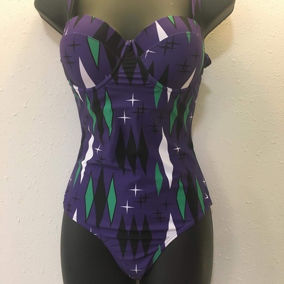 💚💜Sourpuss Haunted Diamonds One Piece Swimsuit💜 - Picture 4 of 5